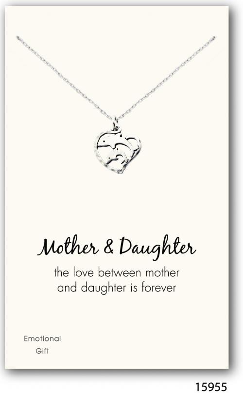 The two dolphins mother duaghter silver pendant